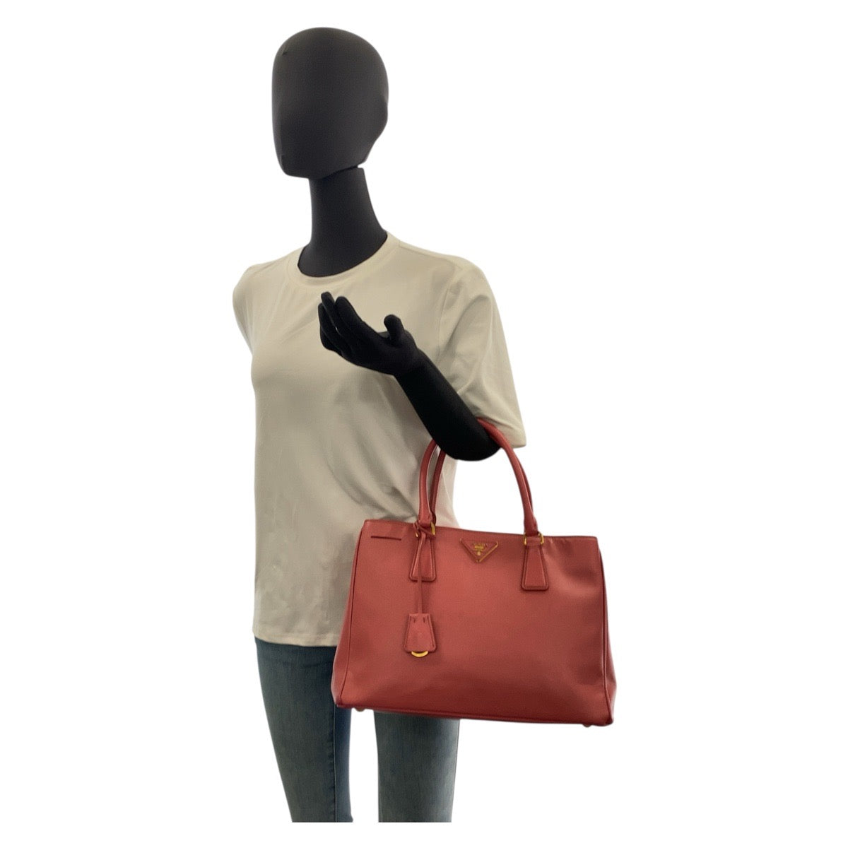 PRADA Handbag leather Pink Gold Metal Safiano Triangle With logo