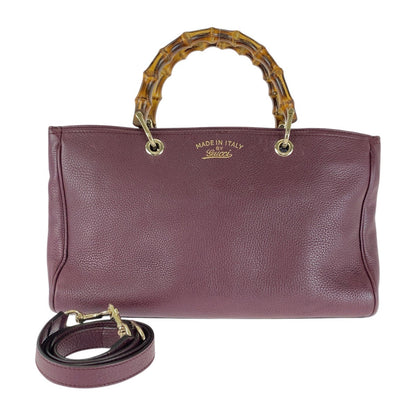 GUCCI Handbag 323660 leather Wine Red Bordeaux Gold Metal Bamboo