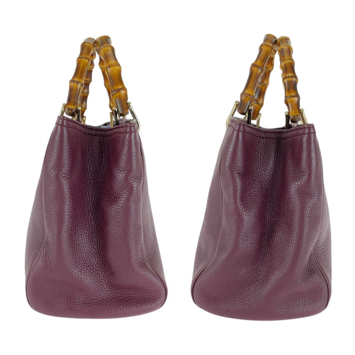 GUCCI Handbag 323660 leather Wine Red Bordeaux Gold Metal Bamboo