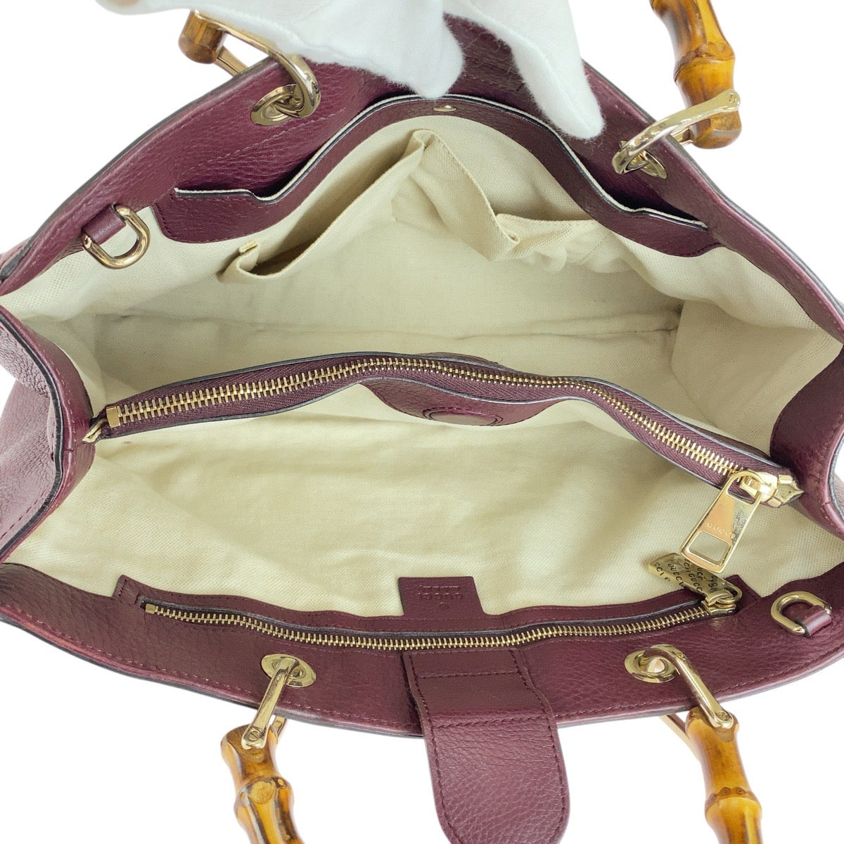 GUCCI Handbag 323660 leather Wine Red Bordeaux Gold Metal Bamboo