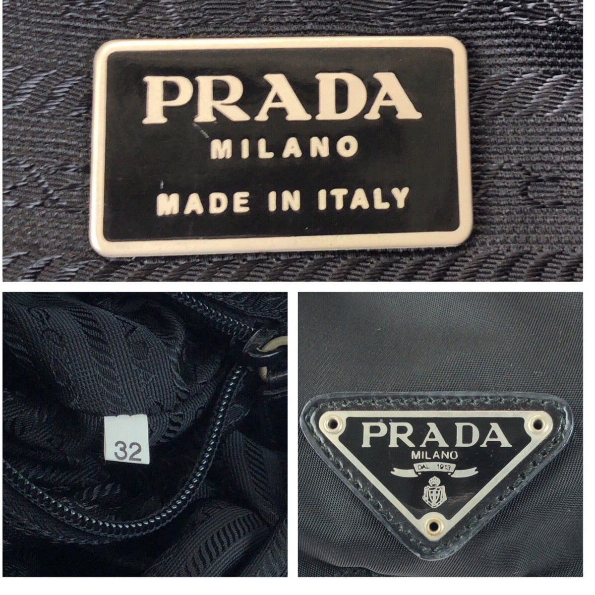 PRADA Backpack B1197F Nylon Black SilverMetal Test Triangle With logo