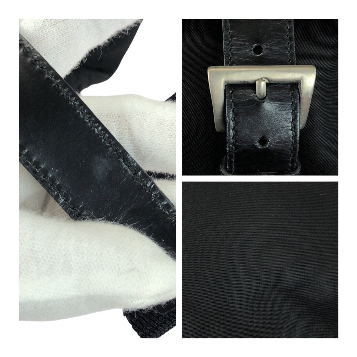 PRADA Backpack B1197F Nylon Black SilverMetal Test Triangle With logo