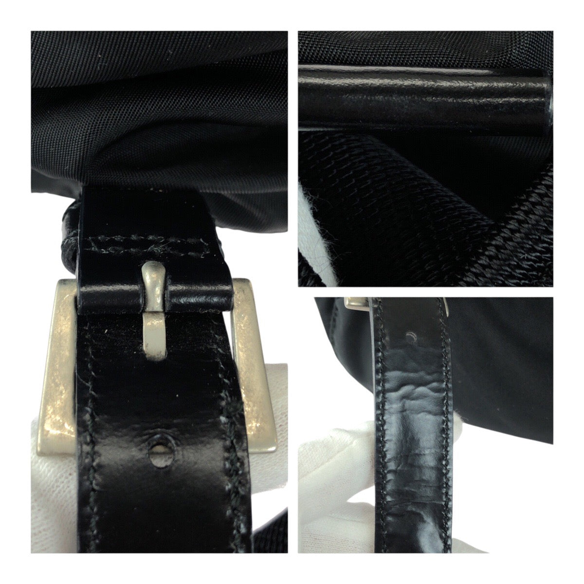 PRADA Backpack B1197F Nylon Black SilverMetal Test Triangle With logo