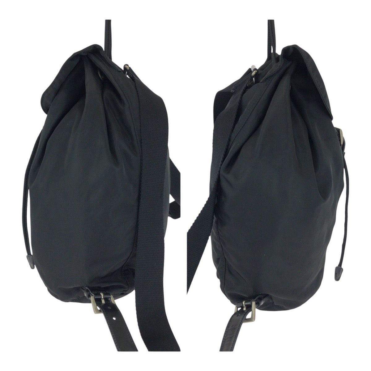PRADA Backpack B1197F Nylon Black SilverMetal Test Triangle With logo