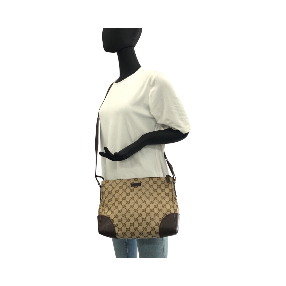 GUCCI Shoulder Bag 114273 GG canvas Beige Brown SilverMetal