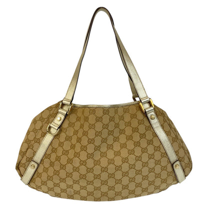 GUCCI Tote Bag 130736 GG canvas Beige Gold Metal