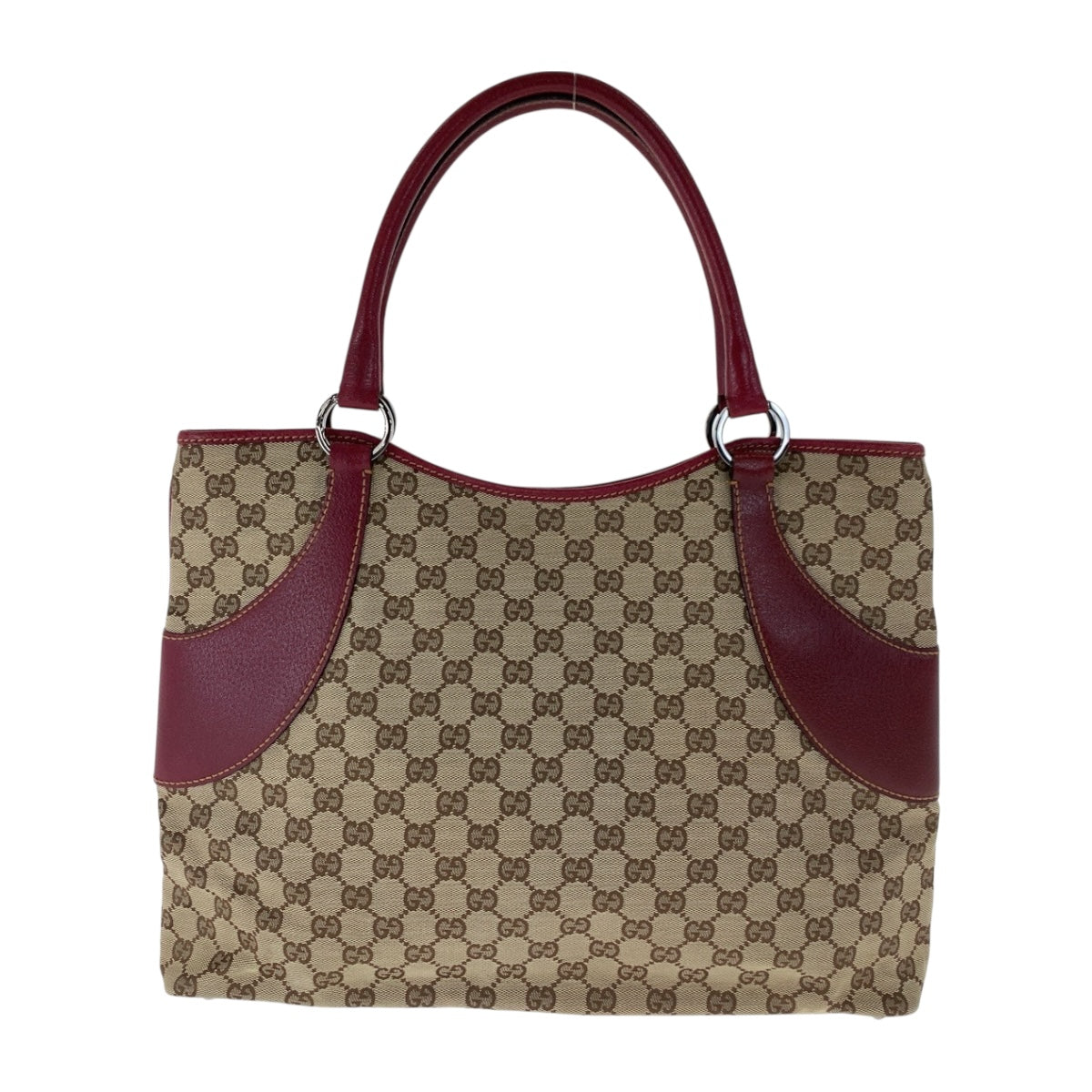 GUCCI Tote Bag 113061 GG canvas Beige Red SilverMetal
