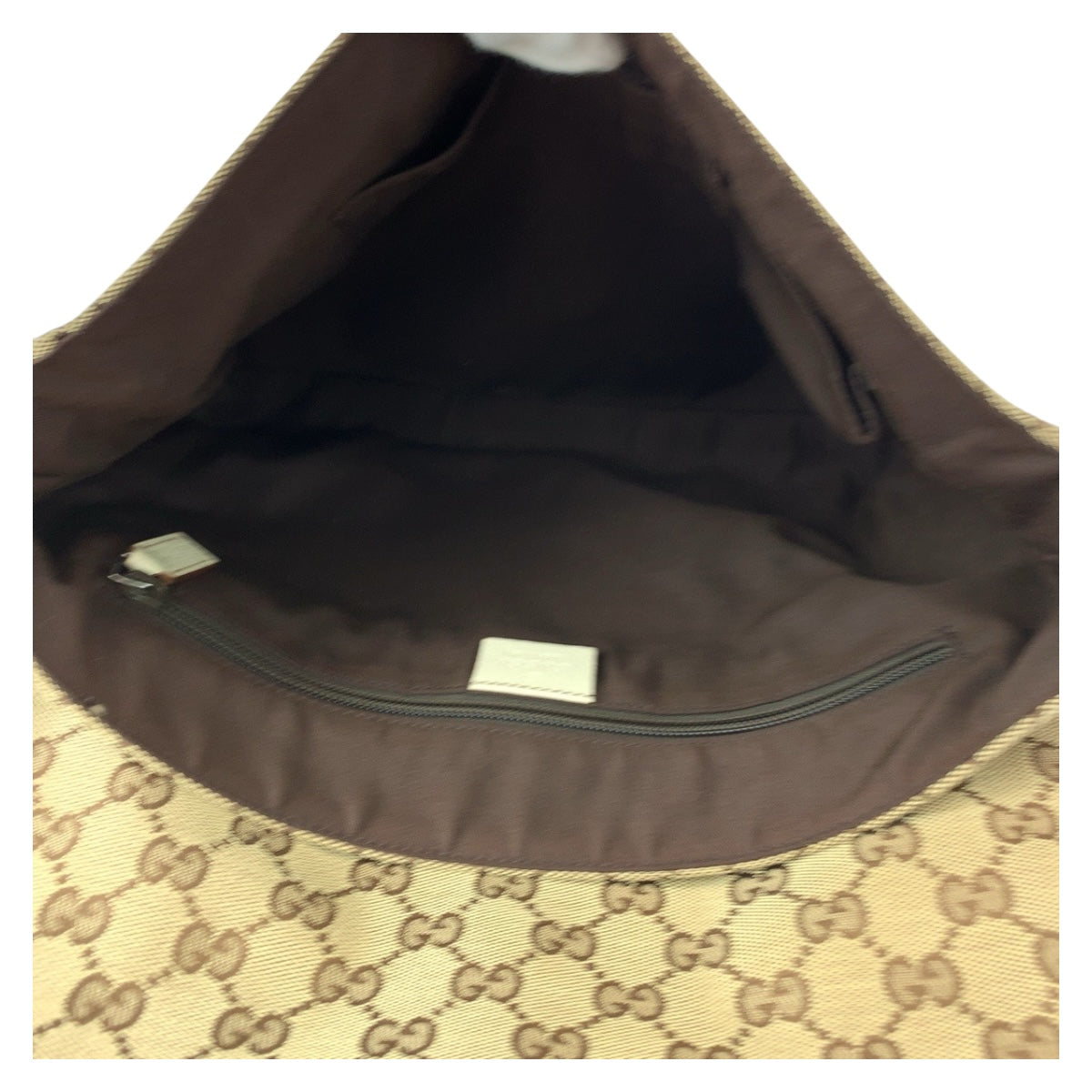 GUCCI Shoulder Bag 146236 GG canvas Beige Ivory Silver Metal