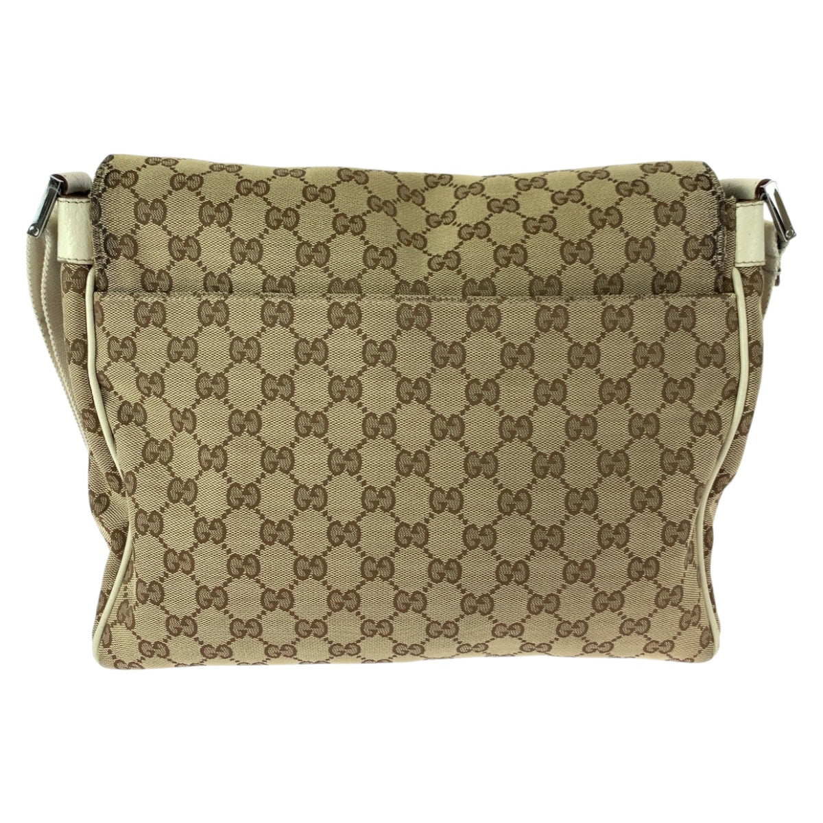 GUCCI Shoulder Bag 146236 GG canvas Beige Ivory Silver Metal