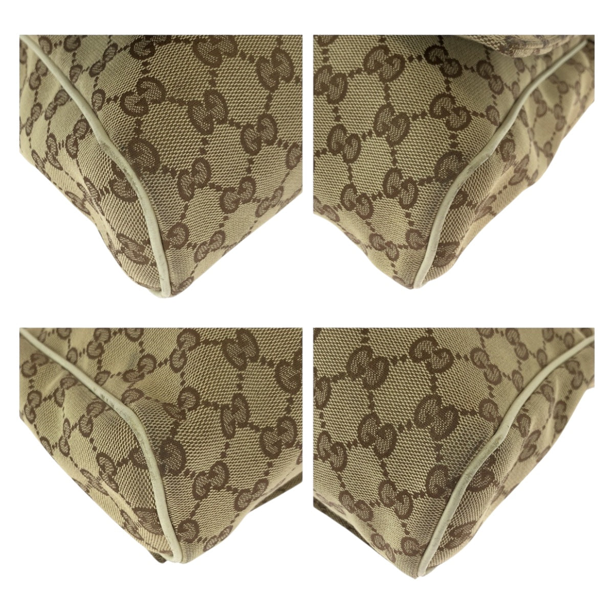 GUCCI Shoulder Bag 146236 GG canvas Beige Ivory Silver Metal