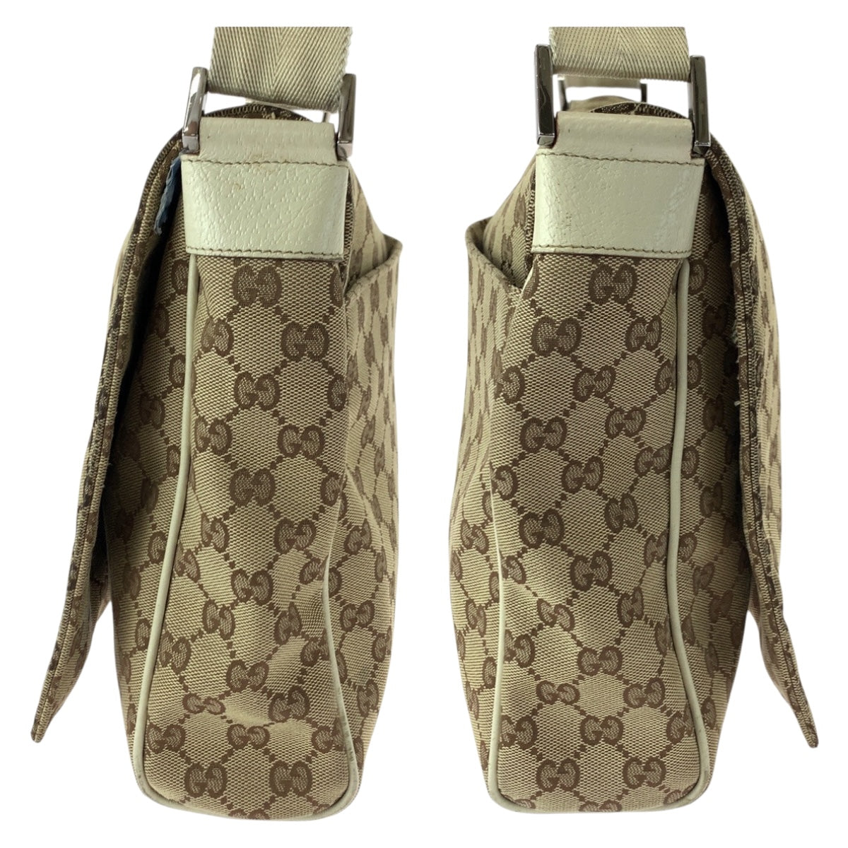 GUCCI Shoulder Bag 146236 GG canvas Beige Ivory Silver Metal