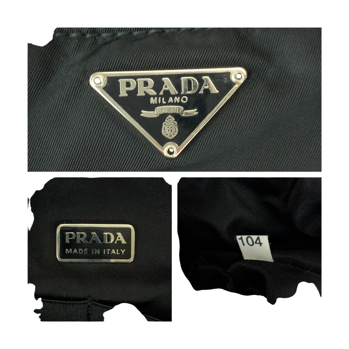 PRADA Handbag Nylon Black SilverMetal Test Triangle With logo