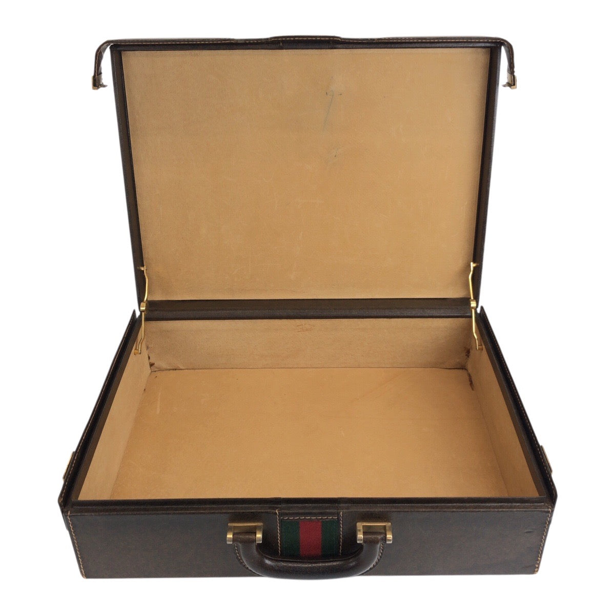 GUCCI Business bag leather Brown Gold Metal Sherry Line Old Gucci