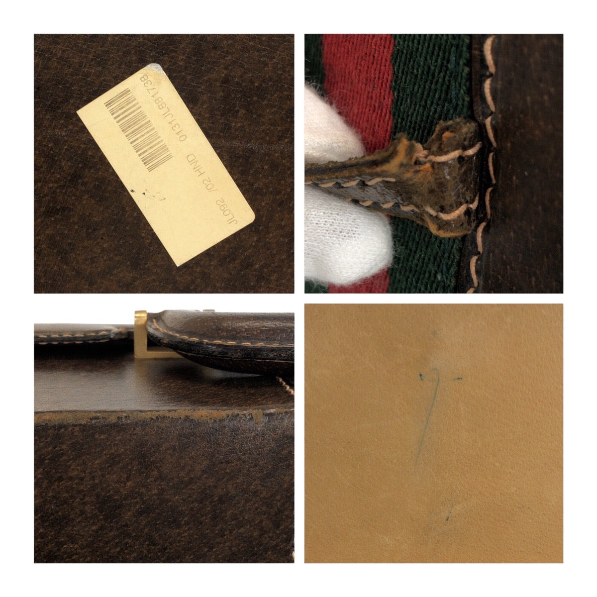 GUCCI Business bag leather Brown Gold Metal Sherry Line Old Gucci