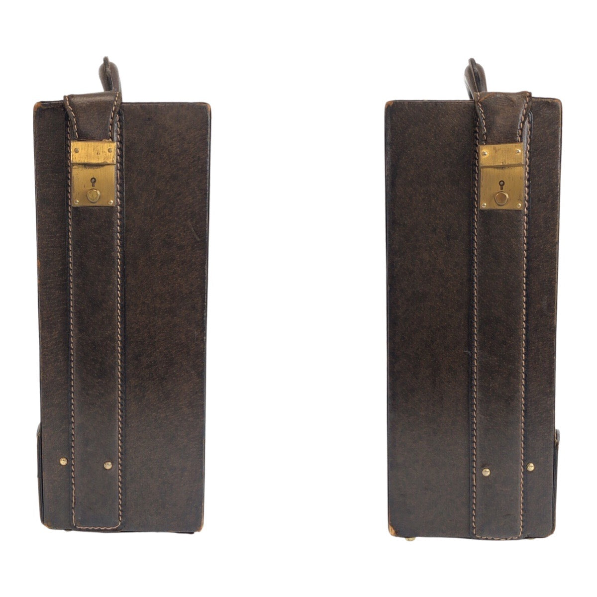 GUCCI Business bag leather Brown Gold Metal Sherry Line Old Gucci