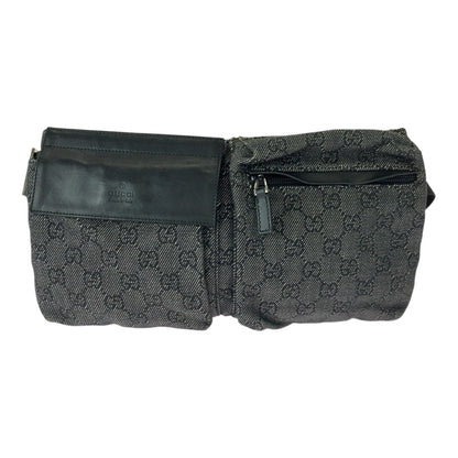 GUCCI Waist bag 23566 GG canvas Black SilverMetal