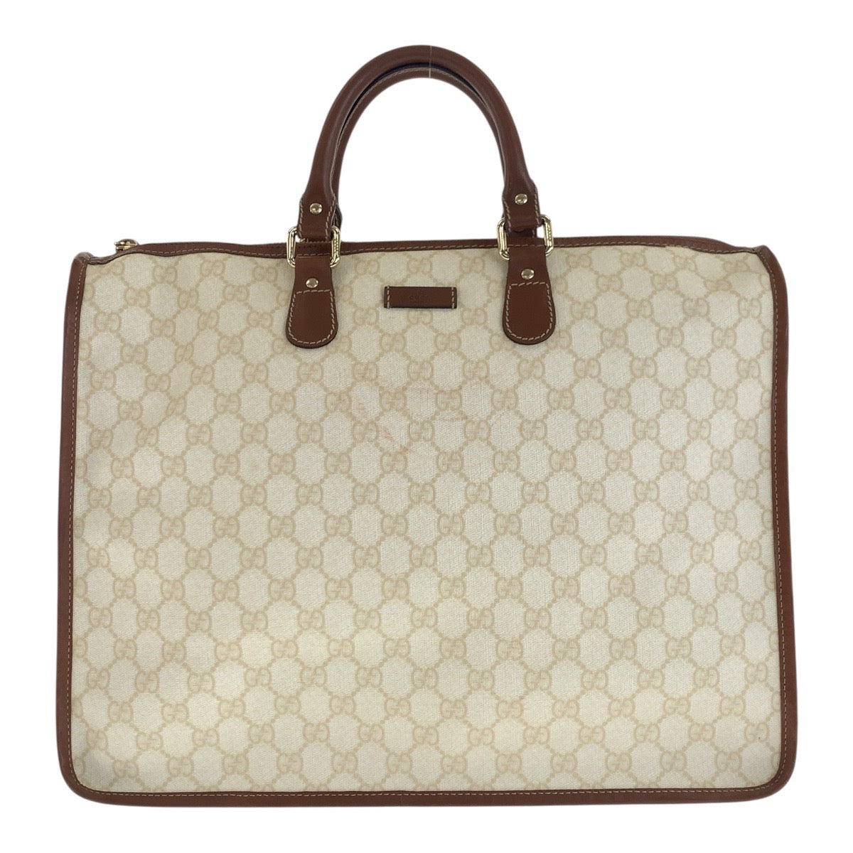 GUCCI Business bag 189899 PVC Brown Ivory Gold Metal GG plus