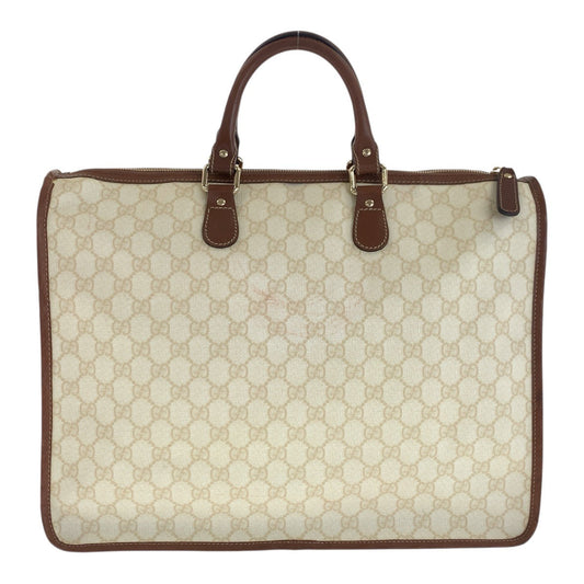 GUCCI Business bag 189899 PVC Brown Ivory Gold Metal GG plus