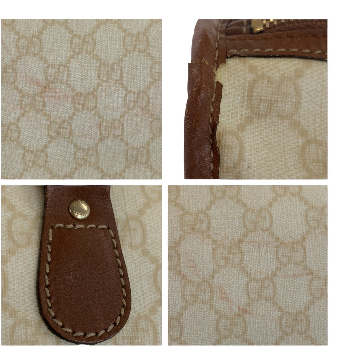 GUCCI Business bag 189899 PVC Brown Ivory Gold Metal GG plus