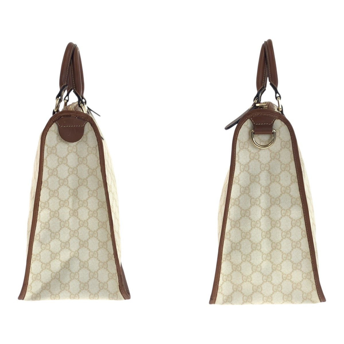 GUCCI Business bag 189899 PVC Brown Ivory Gold Metal GG plus