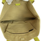 PRADA Tote Bag canvas Beige Green SilverMetal Triangle With logo