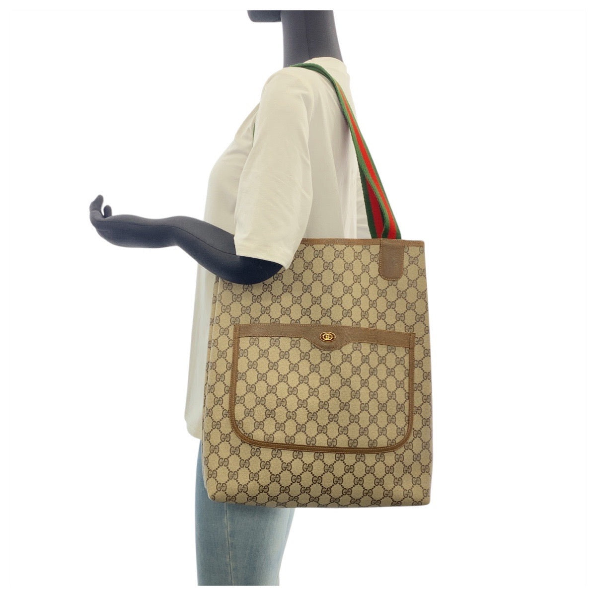 GUCCI Tote Bag 001 03 48 GG Supreme Canvas Beige brown Sherry line