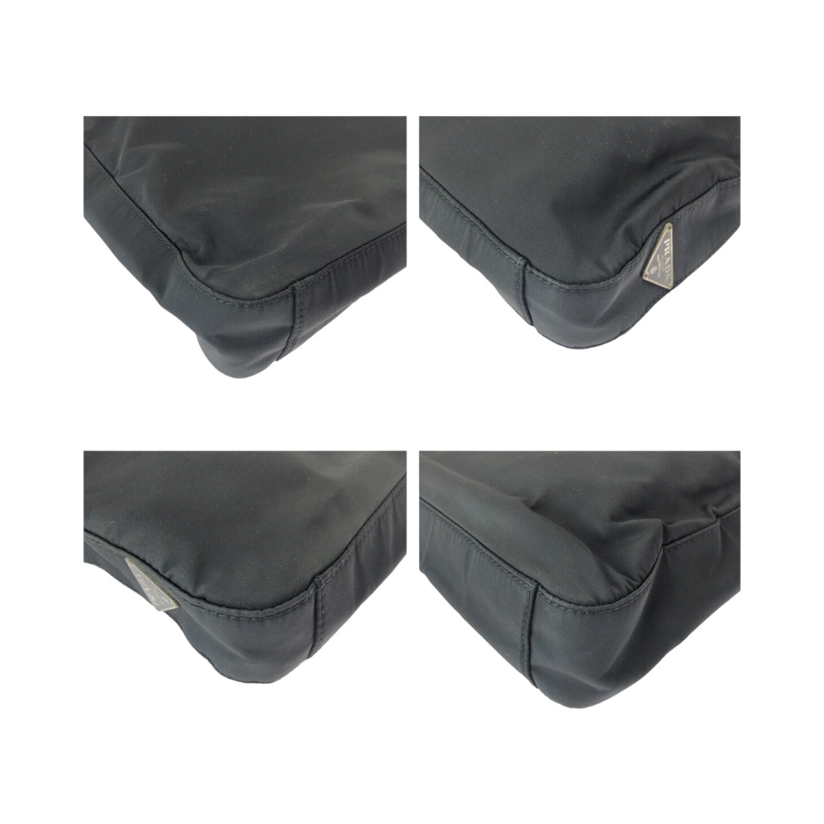 PRADA Shoulder Bag Nylon Black Silver Test Triangle With logo asymmetrical