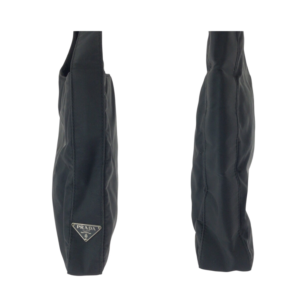 PRADA Shoulder Bag Nylon Black Silver Test Triangle With logo asymmetrical