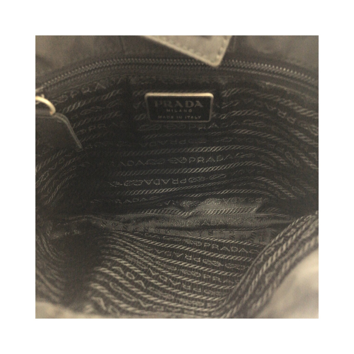 PRADA Shoulder Bag Nylon Black Silver Test Triangle With logo asymmetrical