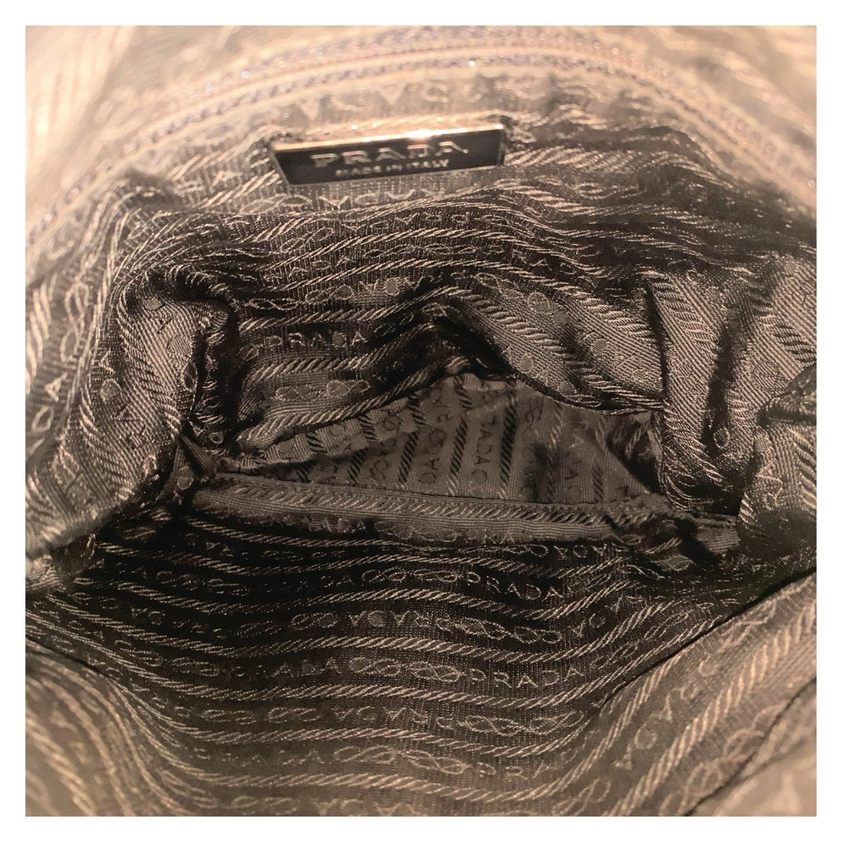 PRADA Shoulder Bag Nylon Black Silver Test Triangle With logo