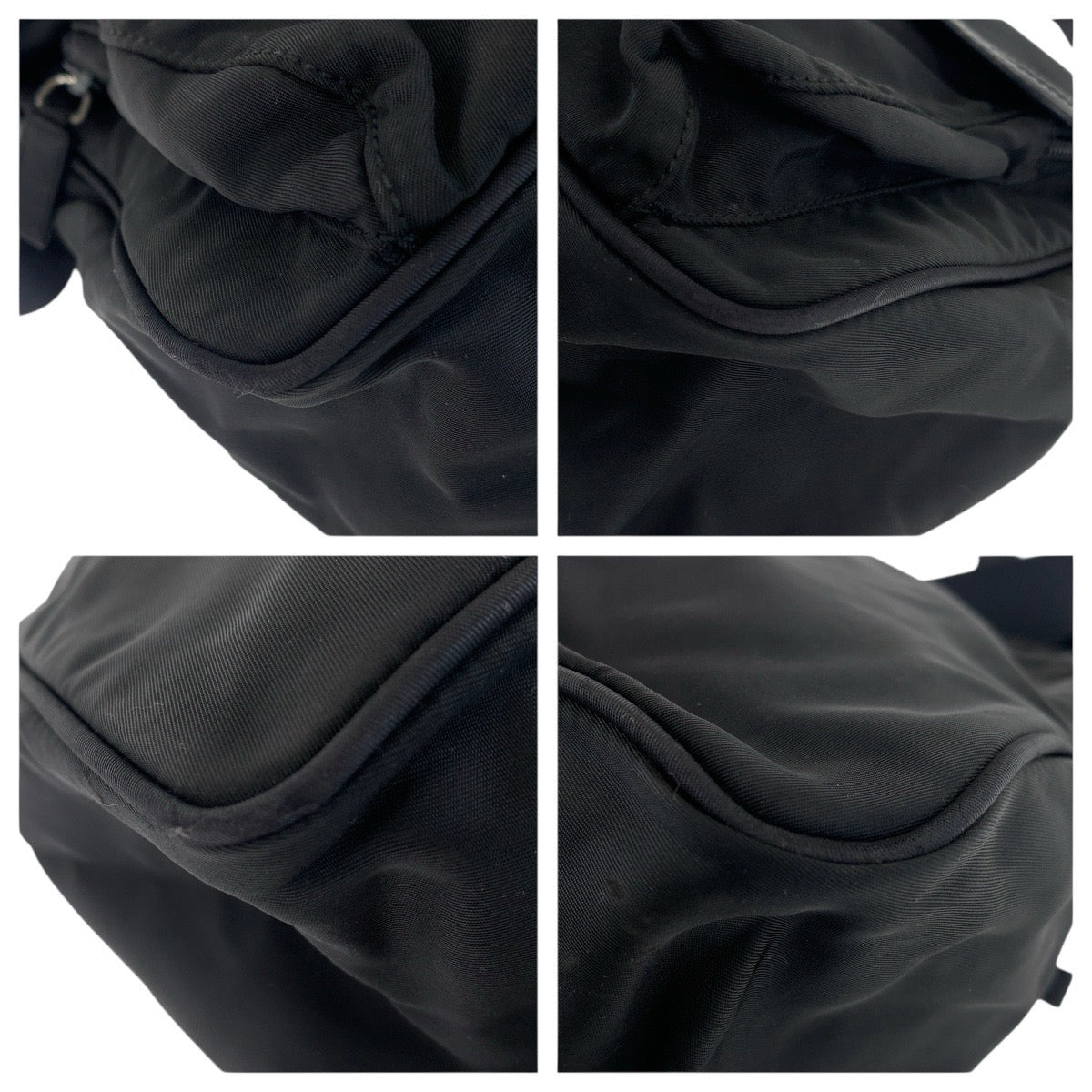 PRADA Shoulder Bag Nylon Black Silver Test Triangle With logo