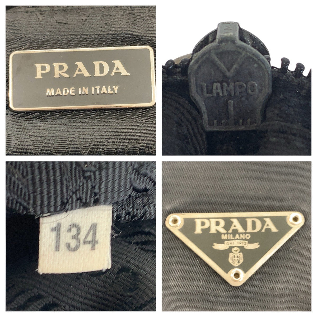 PRADA Shoulder Bag Nylon Black Silver Test Triangle With logo