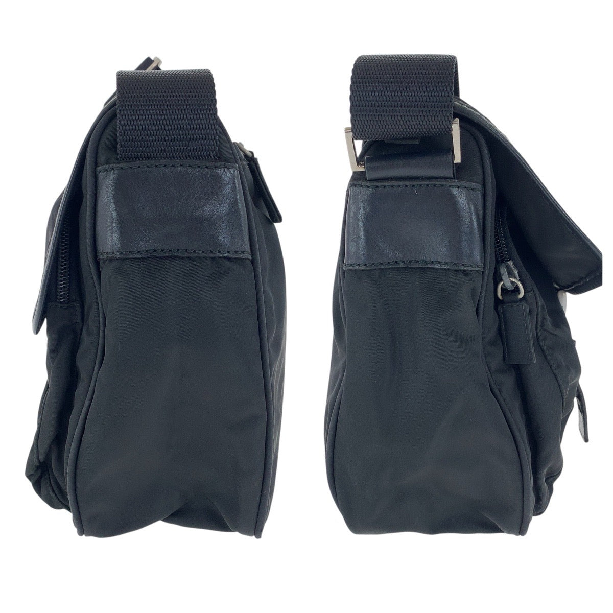 PRADA Shoulder Bag Nylon Black Silver Test Triangle With logo