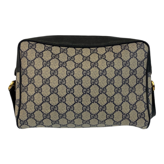 GUCCI Shoulder Bag 119 02 088 GG Supreme Canvas Gray Navy Gold Metal Sherry Line Old Gucci
