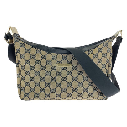 GUCCI Shoulder Bag 019 0433 GG canvas Beige Black Gold Metal