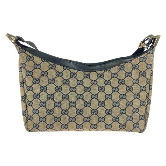 GUCCI Shoulder Bag 019 0433 GG canvas Beige Black Gold Metal