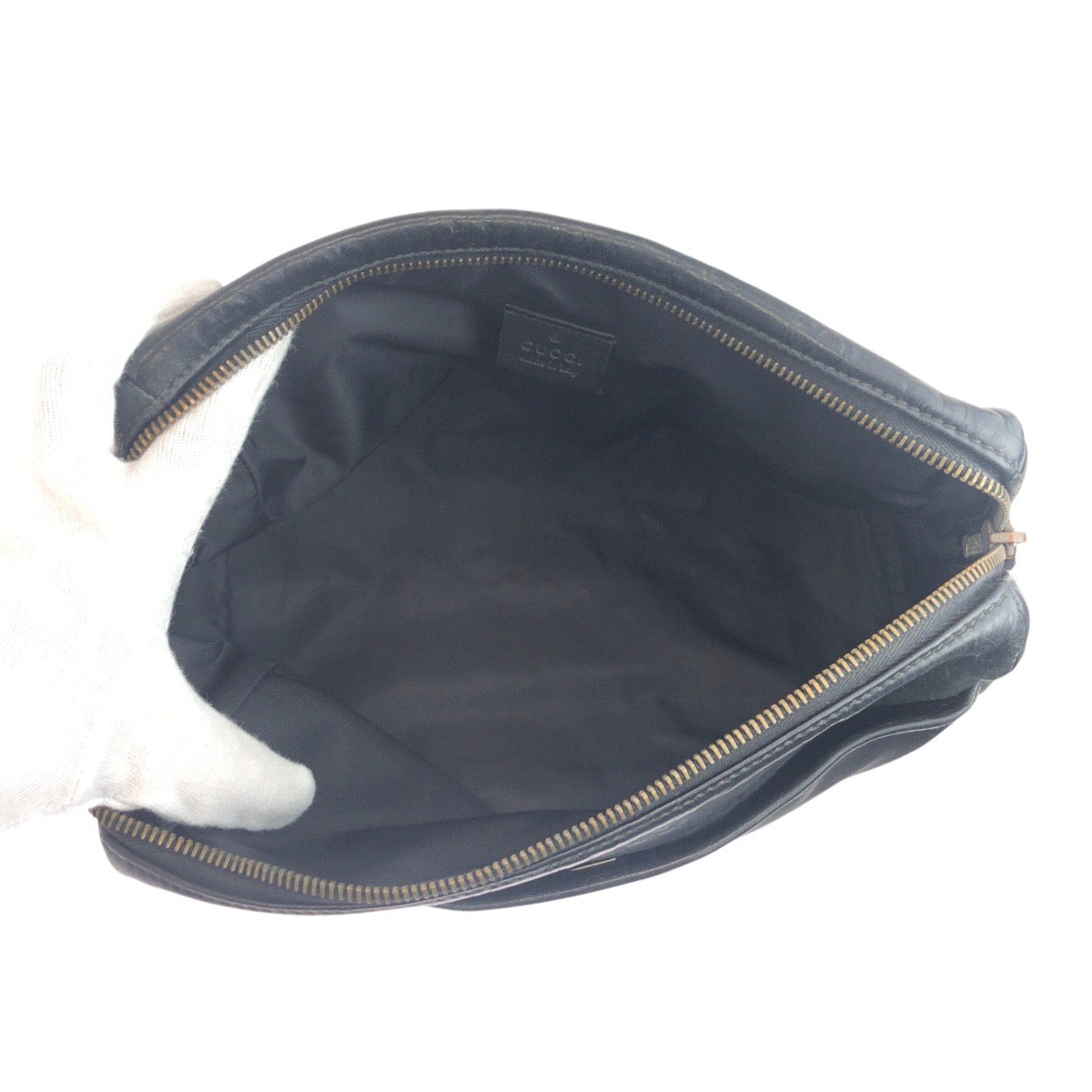 GUCCI Clutch bag 162792 leather Black SilverMetal Guccisima