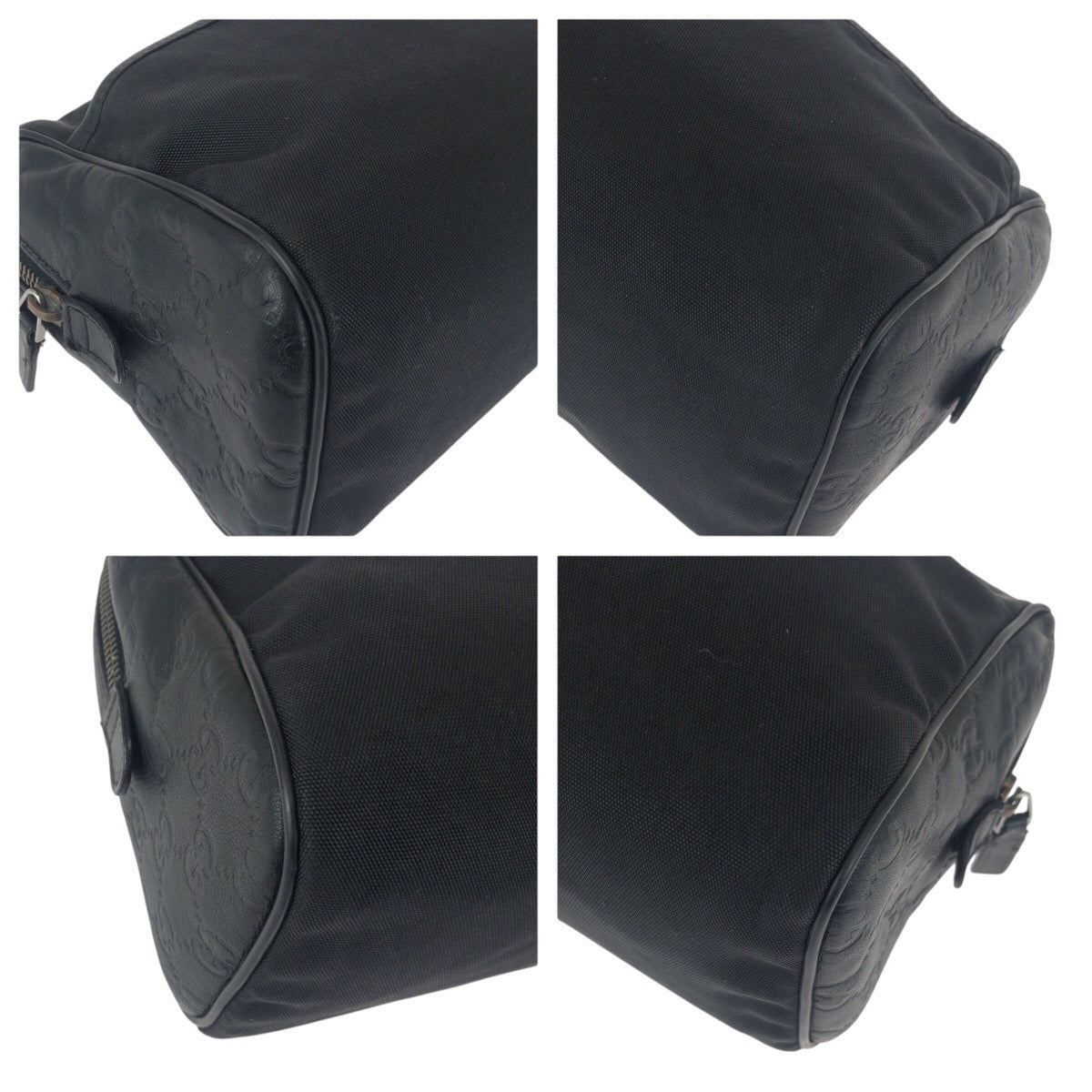 GUCCI Clutch bag 162792 leather Black SilverMetal Guccisima