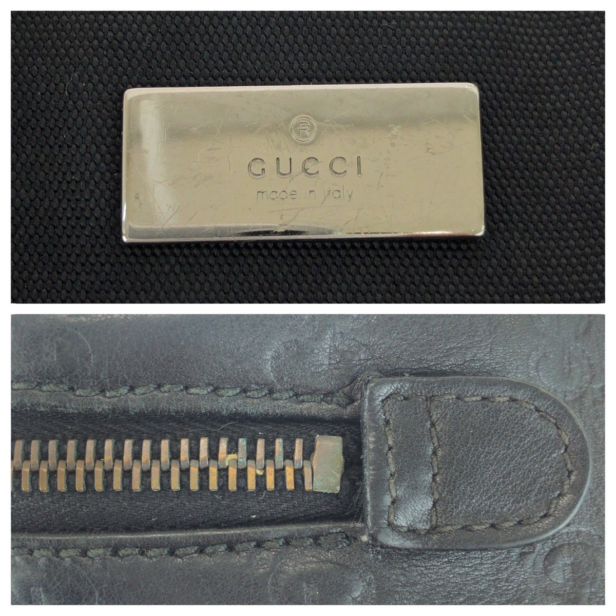 GUCCI Clutch bag 162792 leather Black SilverMetal Guccisima