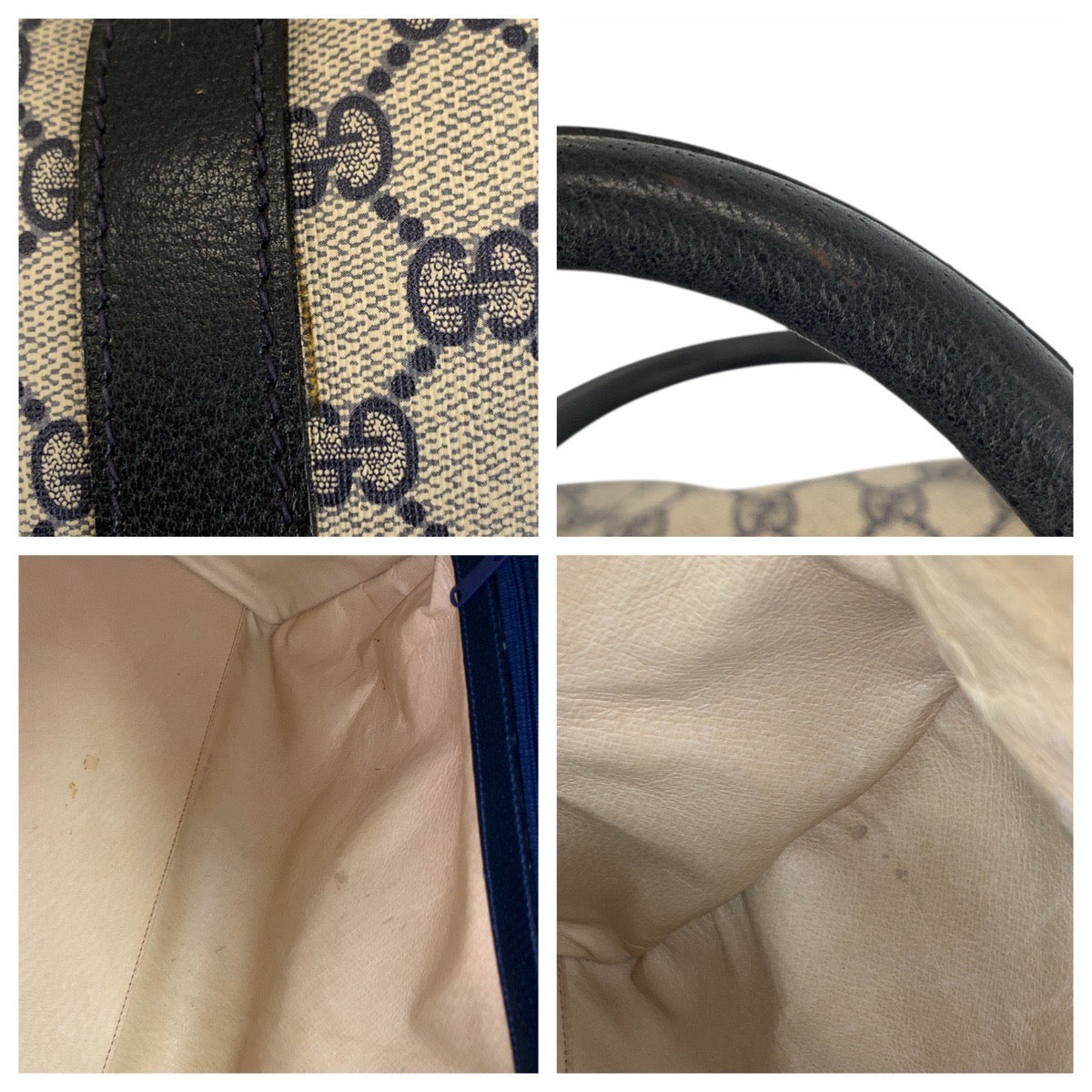 GUCCI Boston Duffel bag GG Supreme Canvas Gray navy