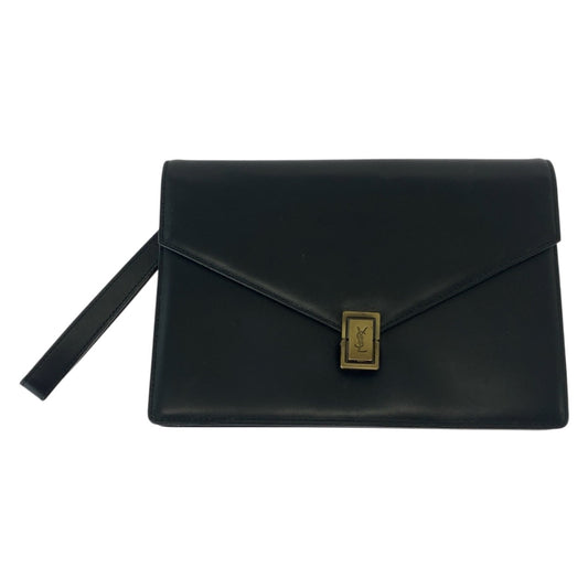 SAINT LAURENT Clutch bag leather Black GoldMetal YSL