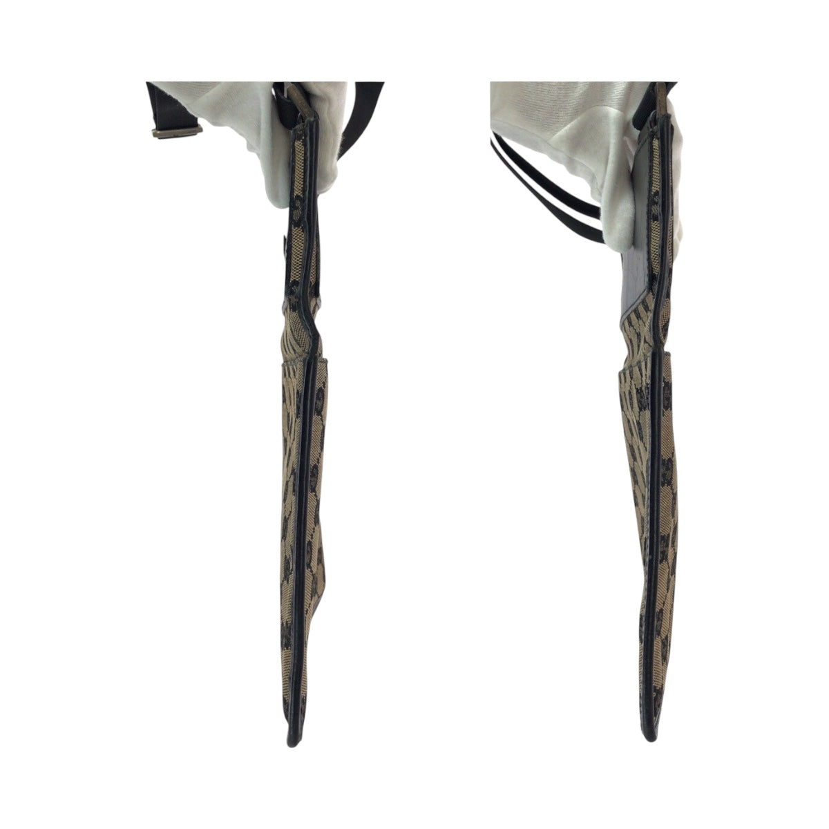 GUCCI Shoulder Bag 019 0348 GG canvas Beige Gray Silver Metal