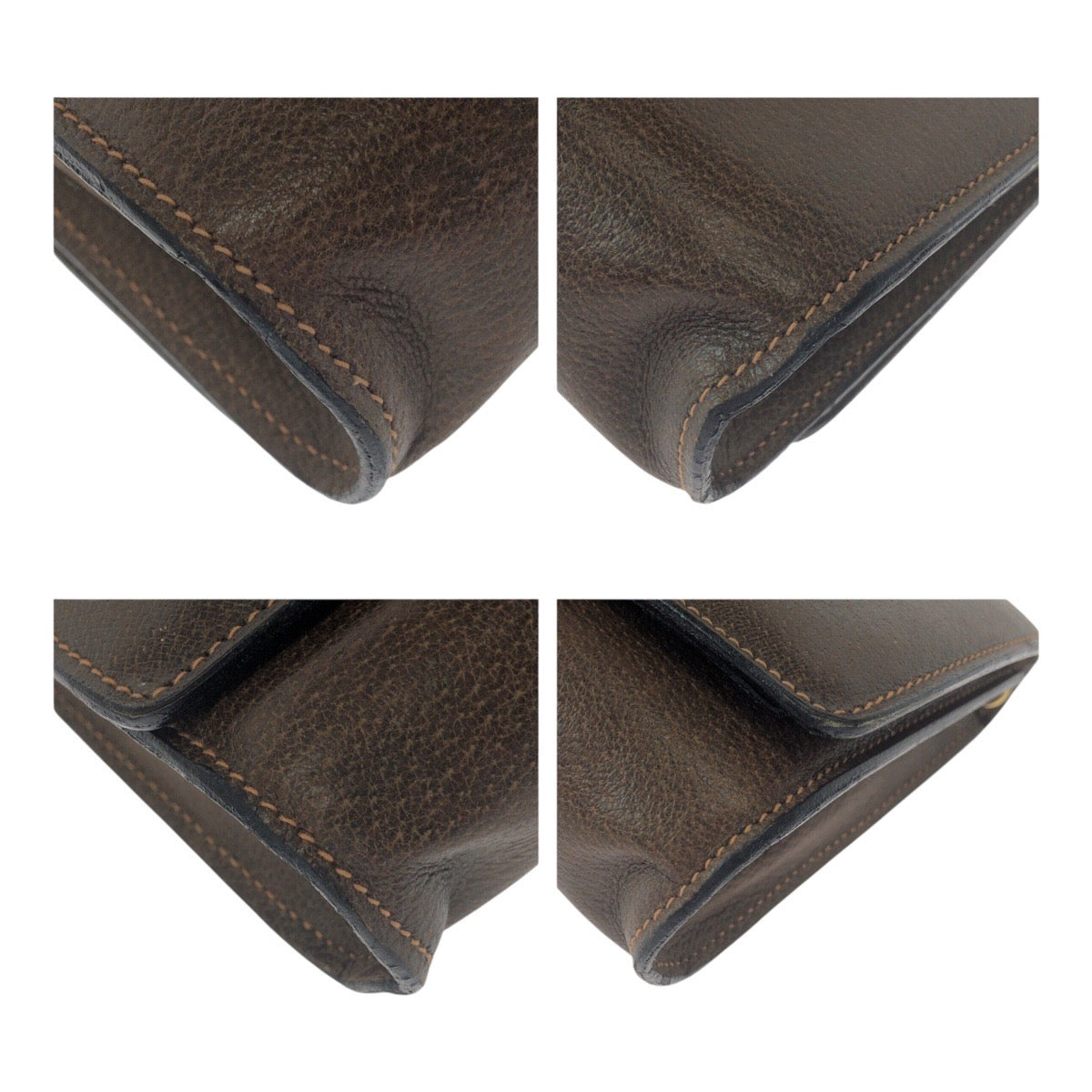 GUCCI Shoulder Bag leather Brown Gold Metal Old Gucci Sherry line