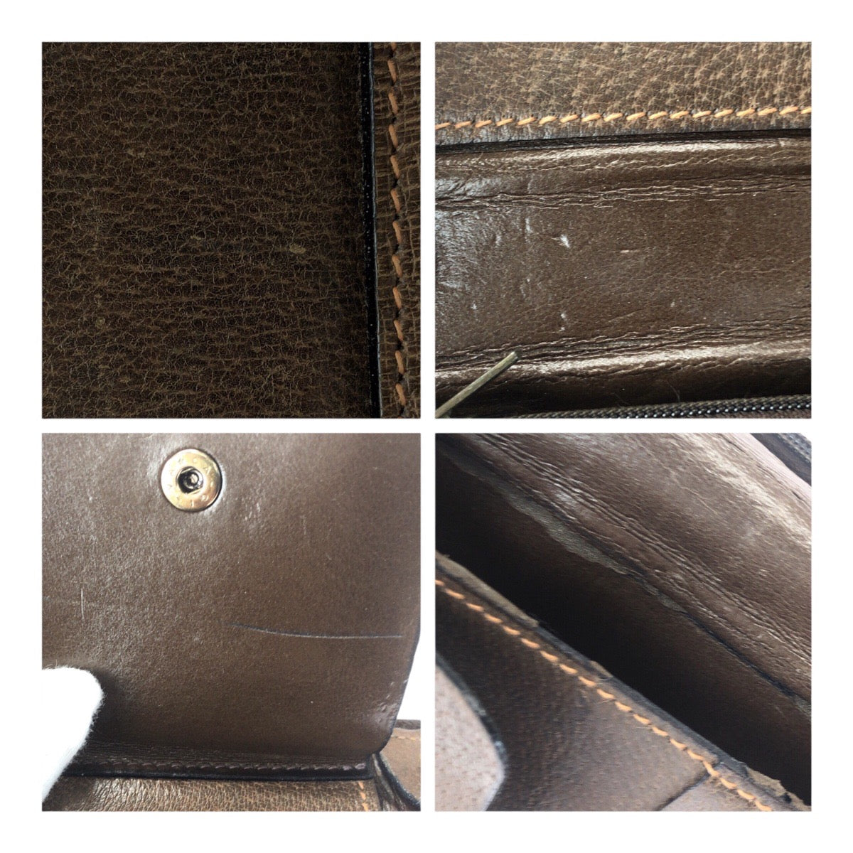 GUCCI Shoulder Bag leather Brown Gold Metal Old Gucci Sherry line