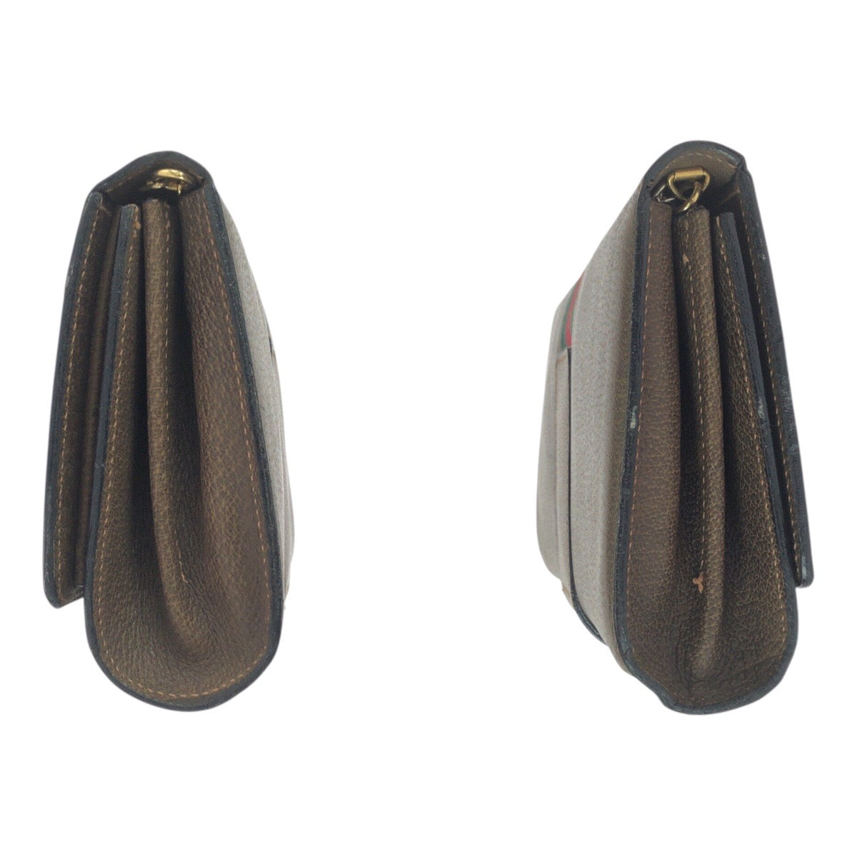 GUCCI Shoulder Bag leather Brown Gold Metal Old Gucci Sherry line