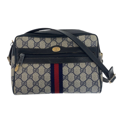GUCCI Shoulder Bag 68 001 3654 PVC Navy Gold Metal Sherry line Old Gucci