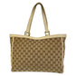 GUCCI Tote Bag 146247 GG canvas Beige Ivory Gold Metal Abbey