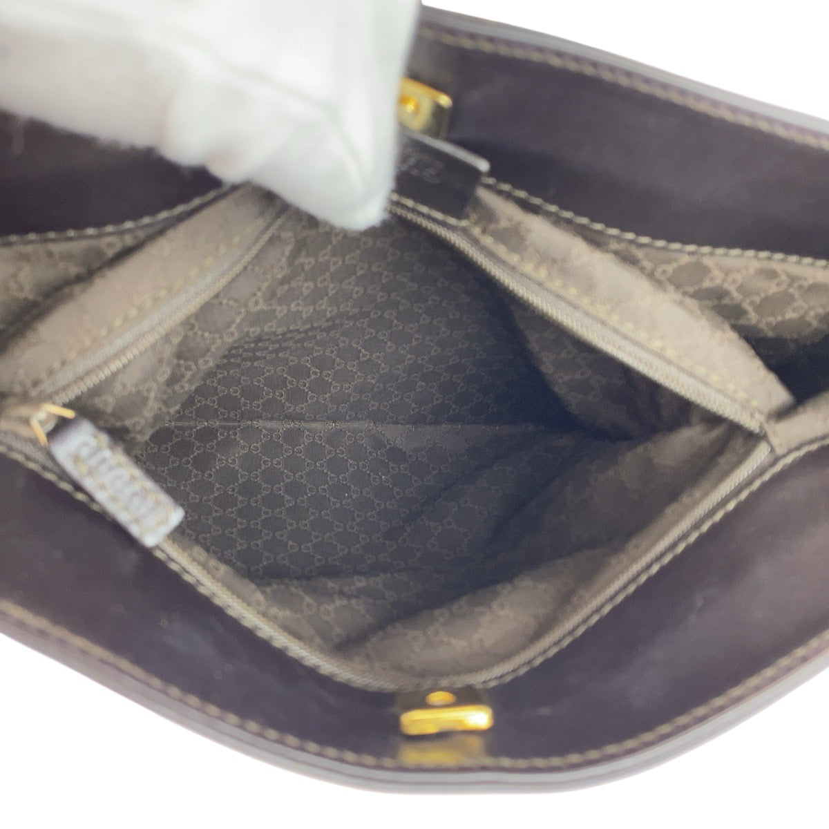 GUCCI Shoulder Bag 001 4231 canvas Beige brown Sherry line