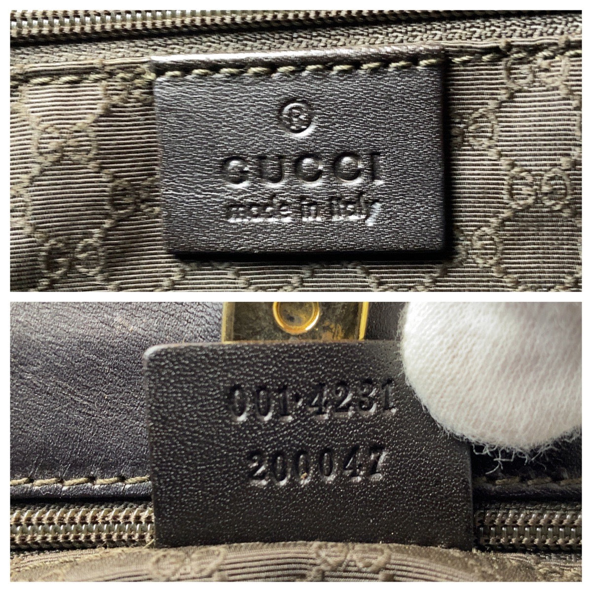 GUCCI Shoulder Bag 001 4231 canvas Beige brown Sherry line