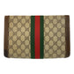 GUCCI Clutch bag 38 GG Supreme Canvas Beige Brown Gold Metal Sherry line